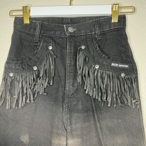 Vintage Rockies Rocky Mountain Black Western Cowgirl Witchy Fringe Skinny Jeans